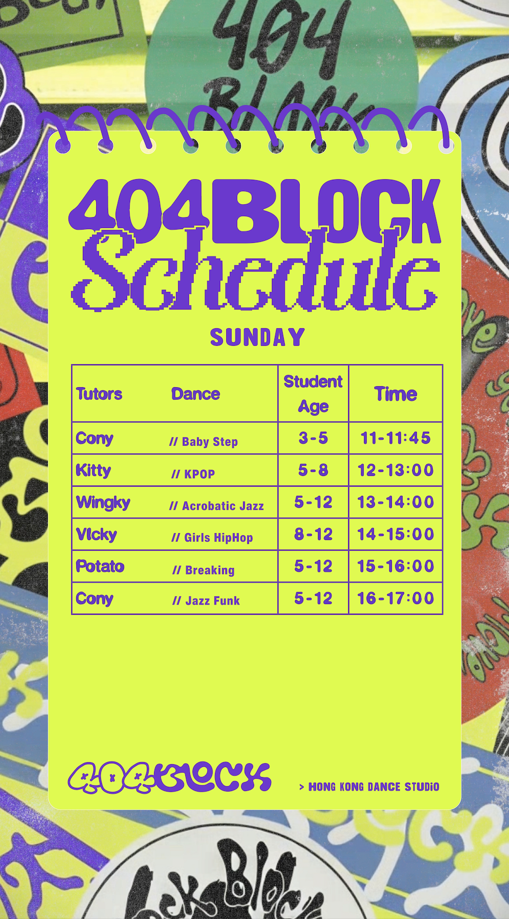 New Class Schedule on SUN